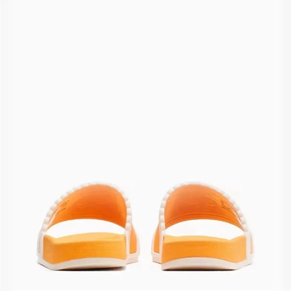 kate spade 8, 9 Brigitte Pool Slide Sunset Blaze Par Gold White